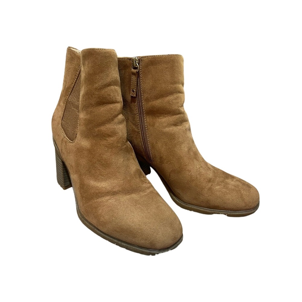 Dr. Scholl's Tan Suede Block Heel Chelsea Booties-SIZE 9